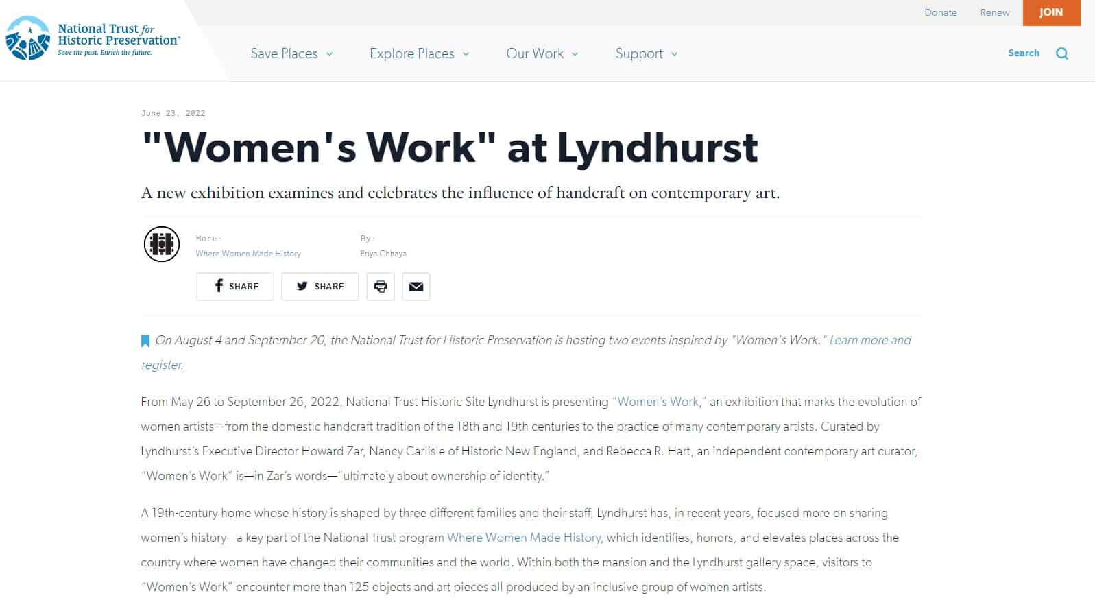 Women’s Work Exhibition Lyndhurst Mansion